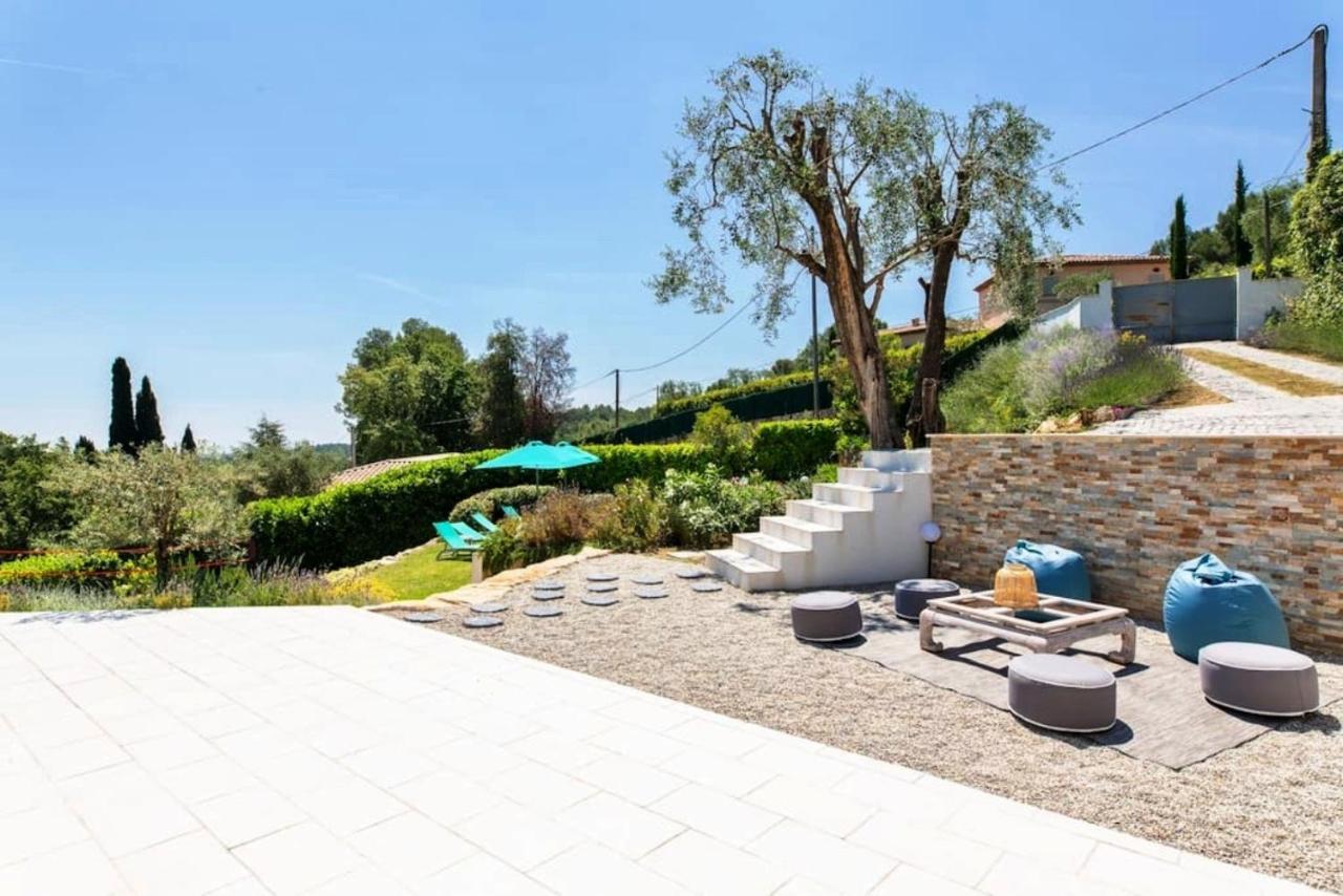 Cote D'Azur, Villa New Gold Dream With Heated And Privat Pool, Sea View Le Rouret Exterior foto